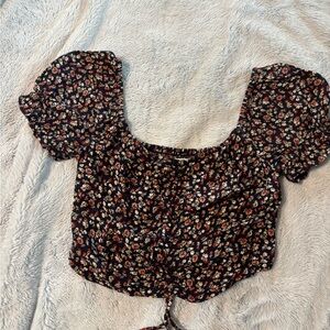 Hollister Blue Cap Sleeve Crop Blouse